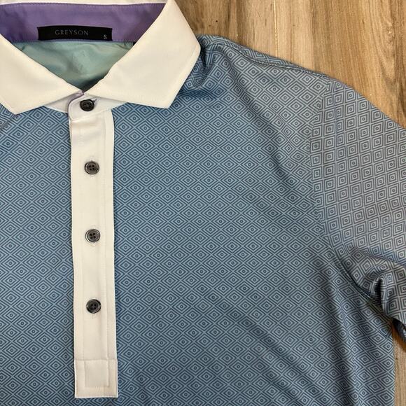 Greyson Polo Wolf Performance Shamans Eye Windflower Shirt Size Small Golf AOP - Picture 1 of 8